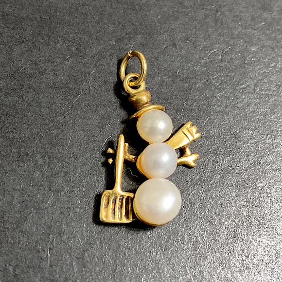🖤Sterling💕silver Snowman Pearl pendant - Picture 1 of 8